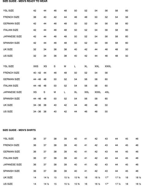 ysl teddy jacket size chart